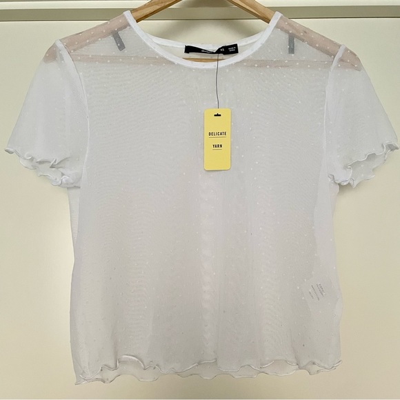 Sportsgirl Tops New Sheer Blouse With Velvet Polka Dots Sportsgirl